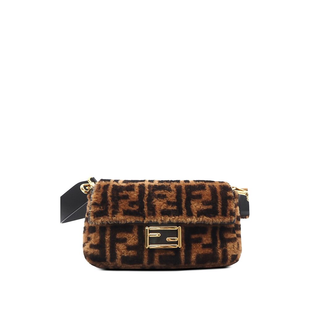 Pre-Loved Fendi Medium Zucca Shearling Baguette Satchel